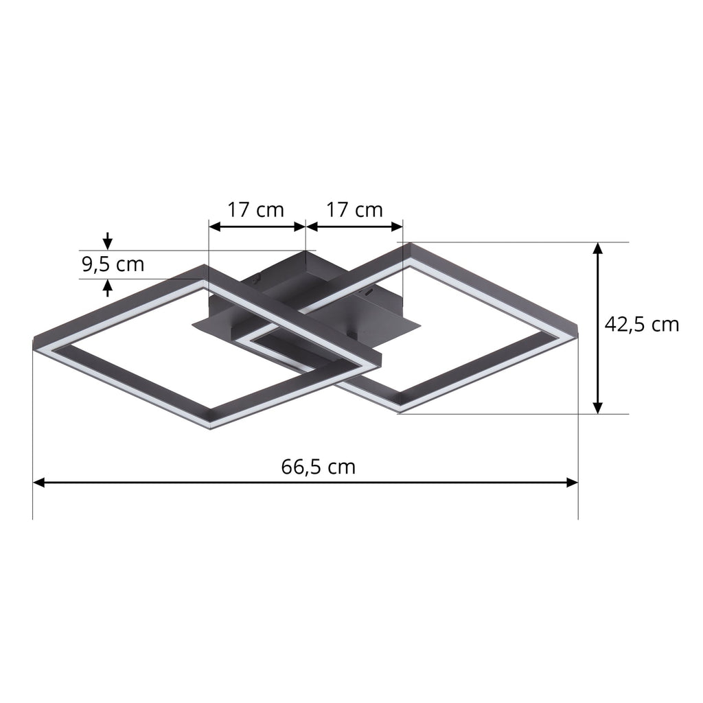 LED taklampe Tjado dimbar svart metall 67 cm med dimmer