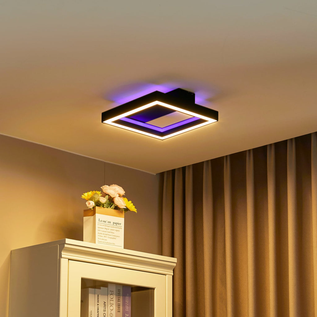 LED taklampe Tjado svart 30x30 cm dimbar RGBW WiFi forfra