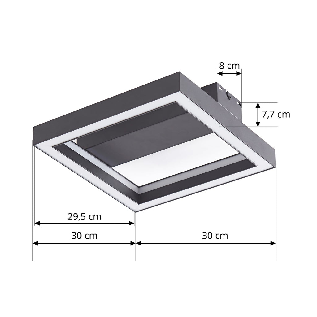 LED taklampe Tjado svart 30x30 cm dimbar RGBW WiFi montert i rom