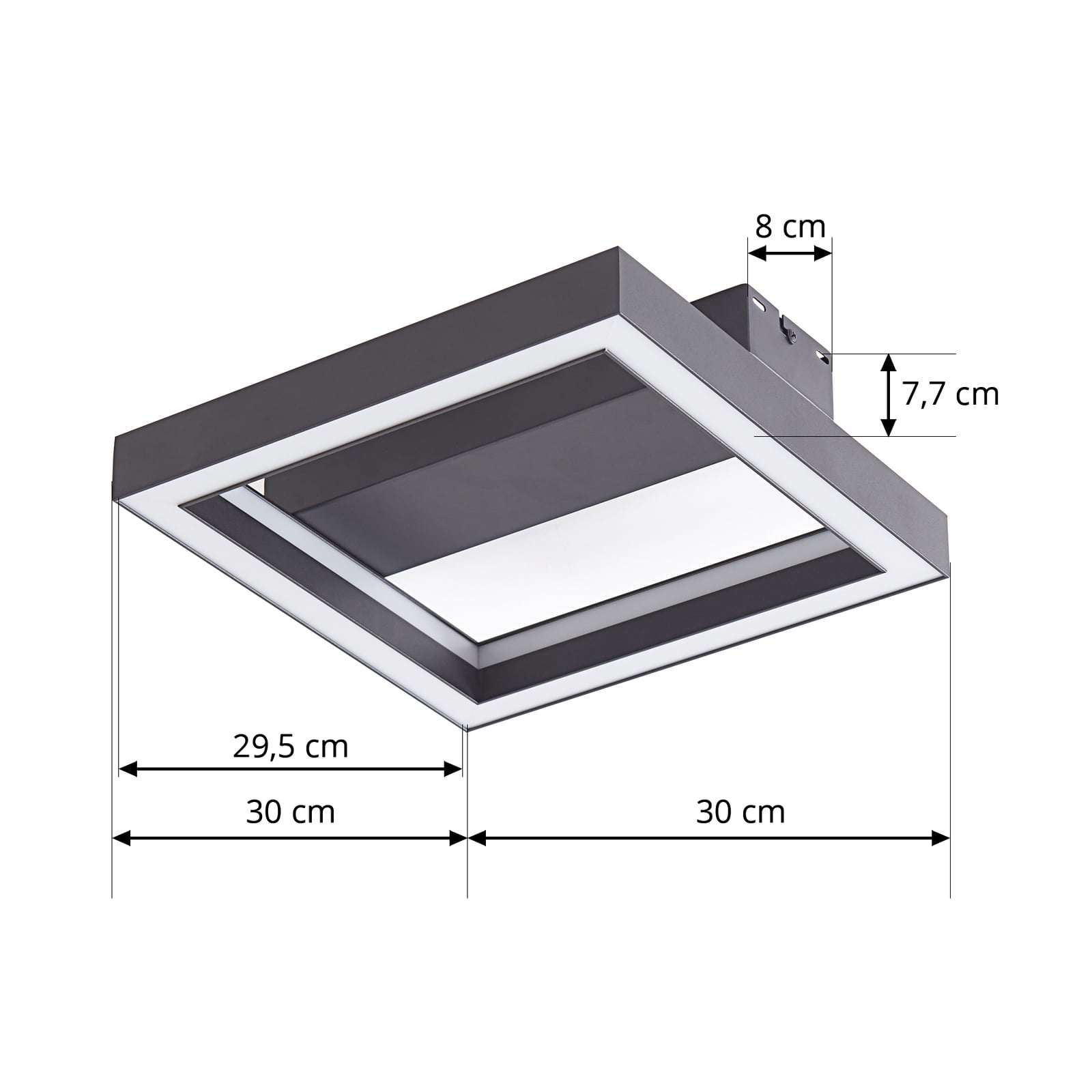 LED taklampe Tjado svart 30x30 cm dimbar RGBW WiFi montert i rom