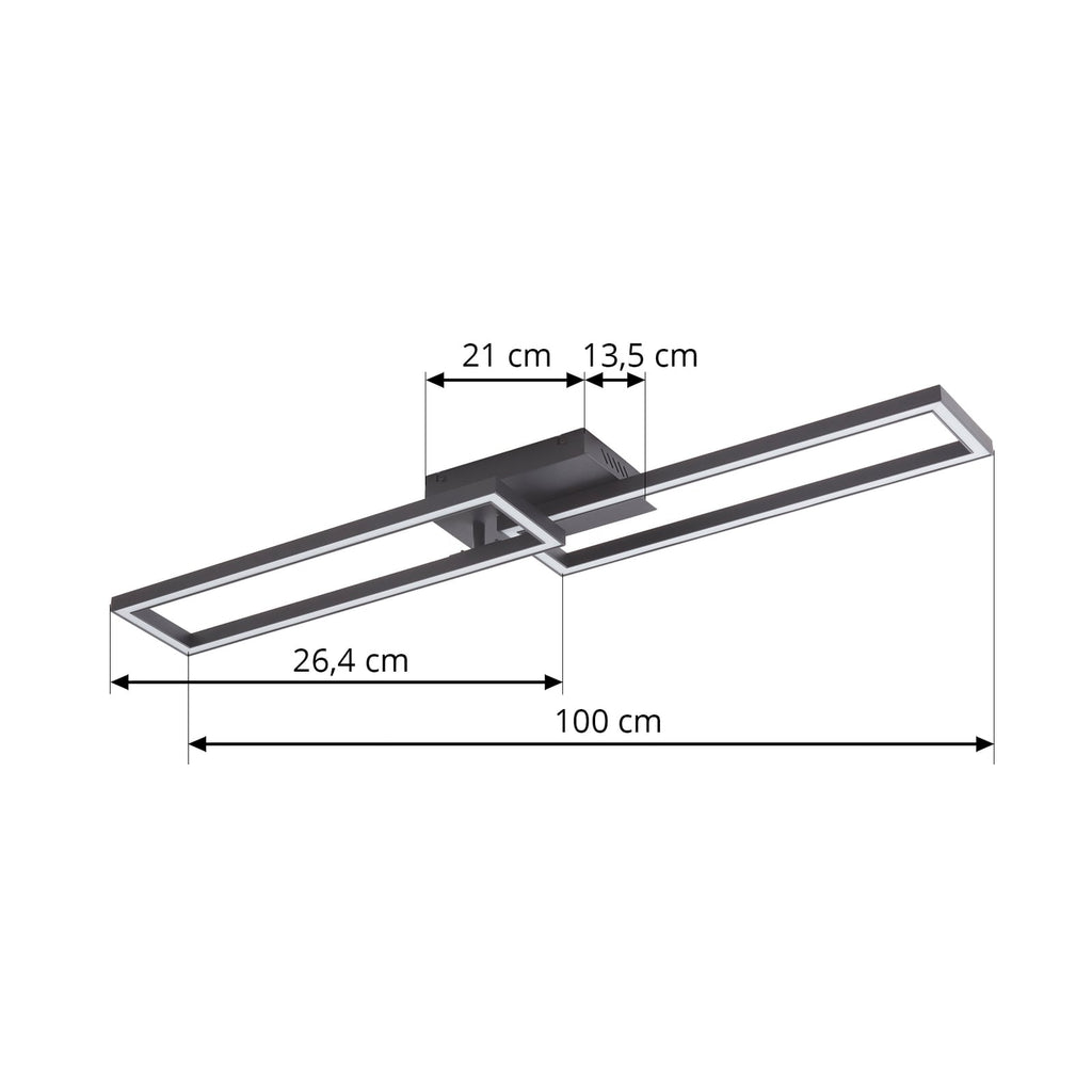 LED taklampe Tjado svart metall 100 cm montert i stue