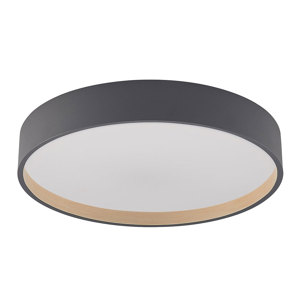 Detalj av tre og akryl på LED taklampe Todor dimbar CCT Ø50 cm antrasitt