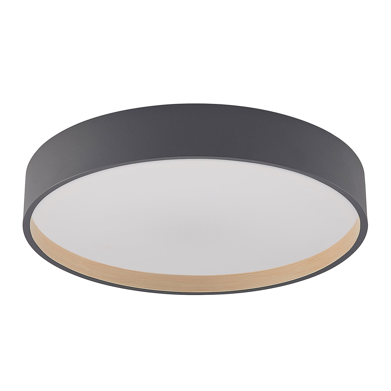 Detalj av tre og akryl på LED taklampe Todor dimbar CCT Ø50 cm antrasitt
