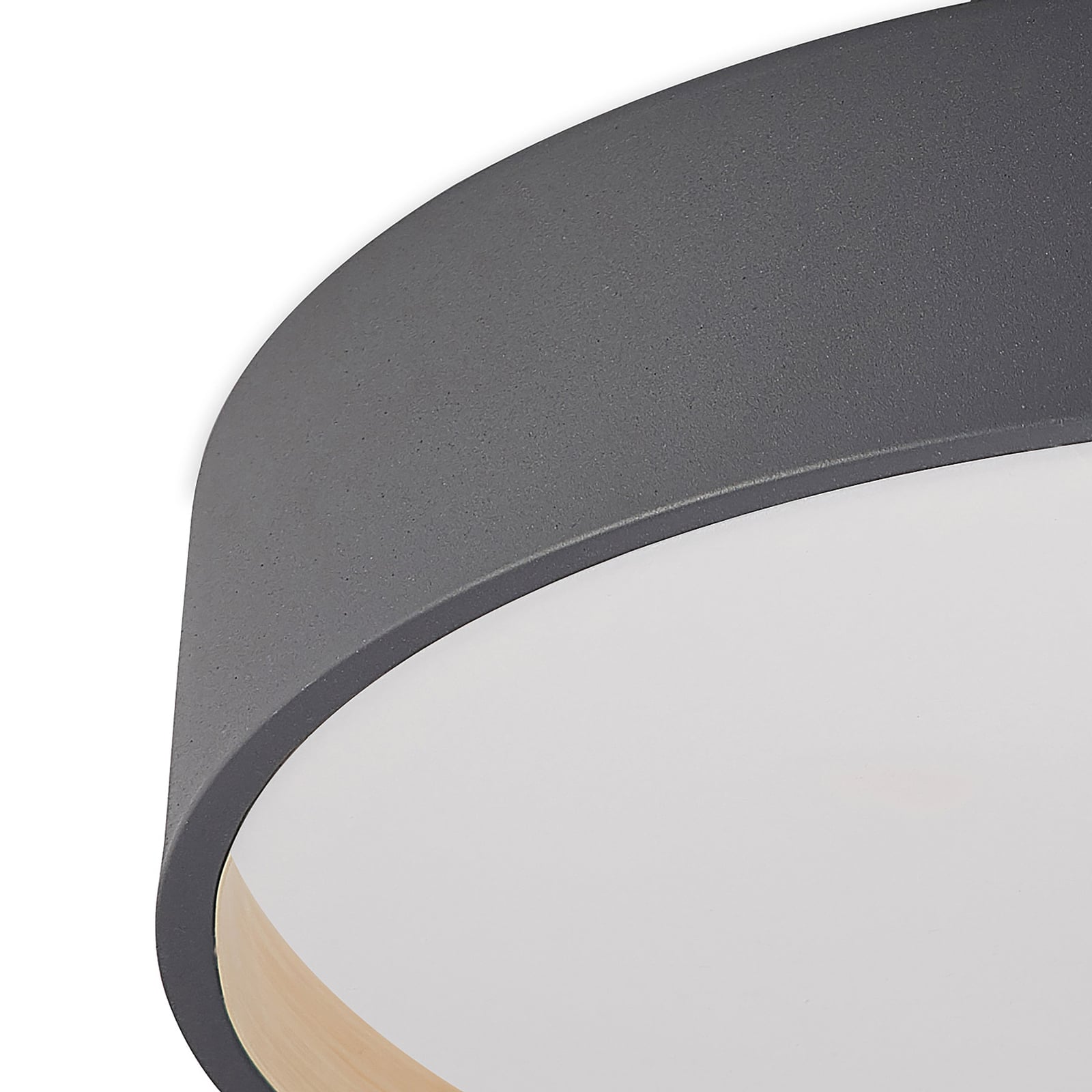 Sideprofil av LED taklampe Todor dimbar CCT Ø50 cm tre antrasitt