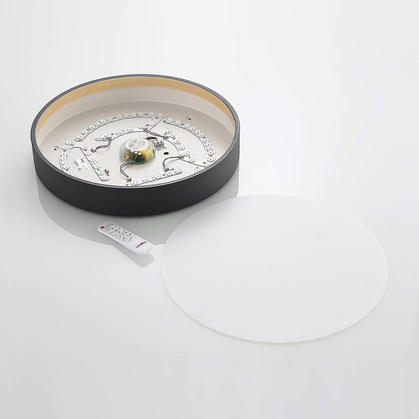 LED taklampe Todor dimbar CCT Ø50 cm tre antrasitt detaljmateriale