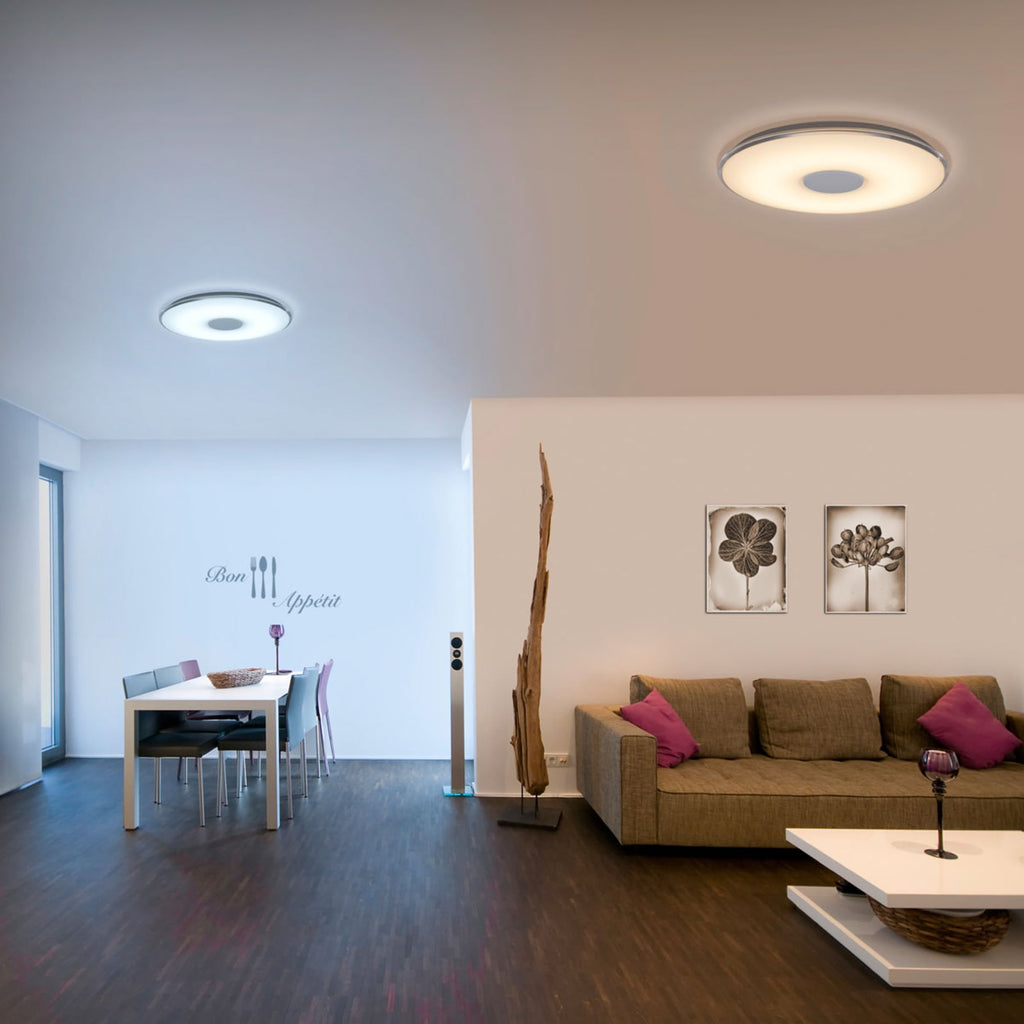Detalj av LED taklampe Tokyo CCT dimbar Ø60 cm svart med fjernkontroll