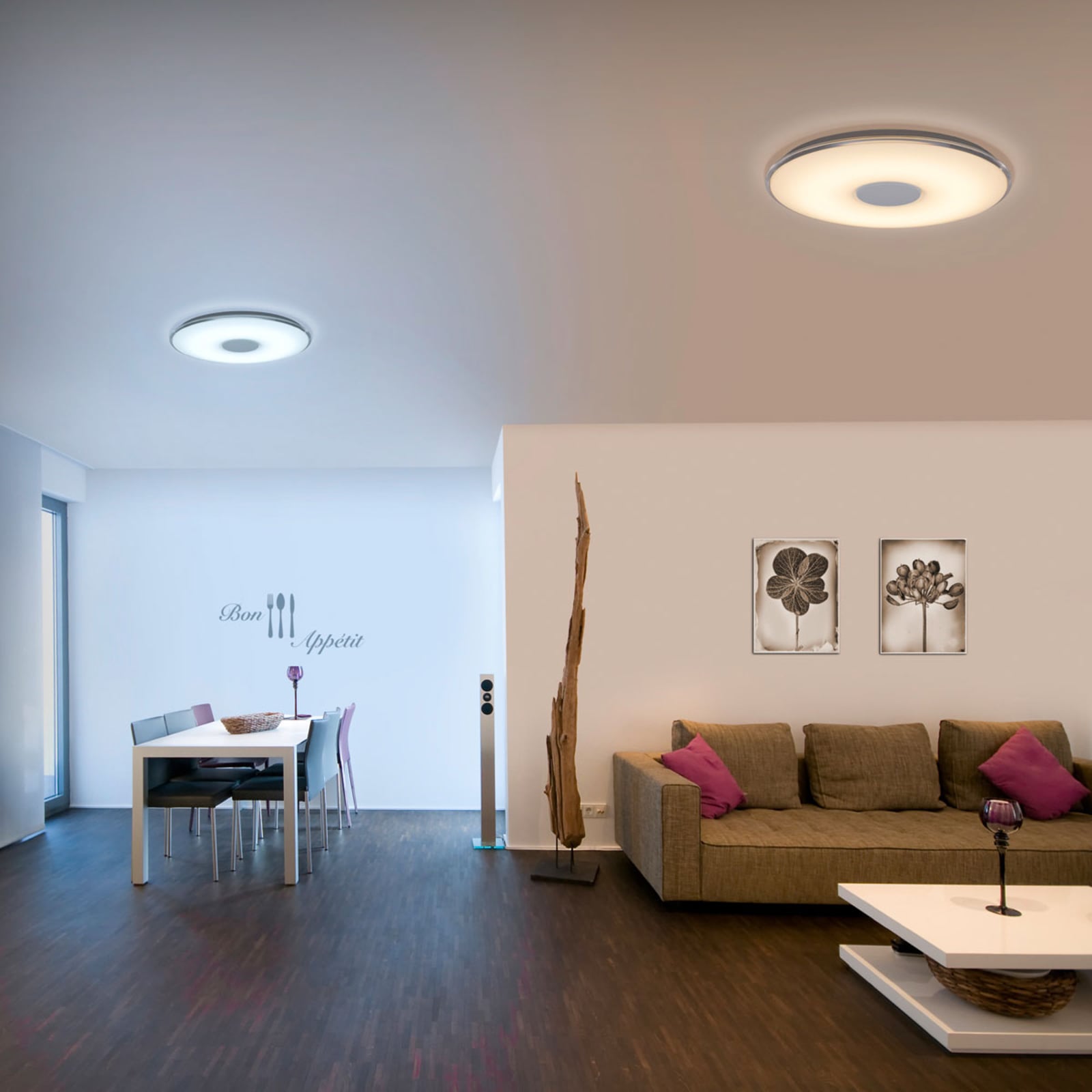 Detalj av LED taklampe Tokyo CCT dimbar Ø60 cm svart med fjernkontroll