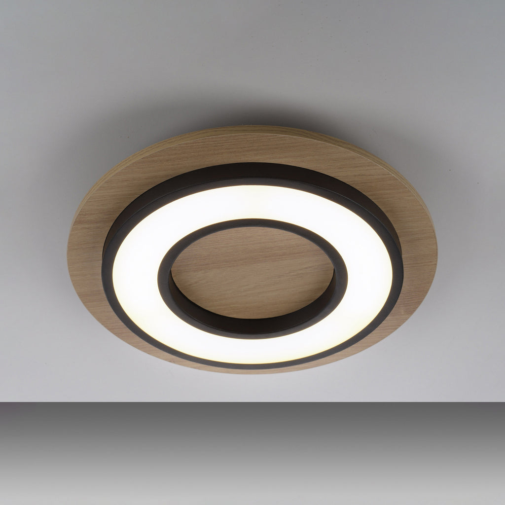 LED taklampe Tola rund tre/svart nærbilde av metallring