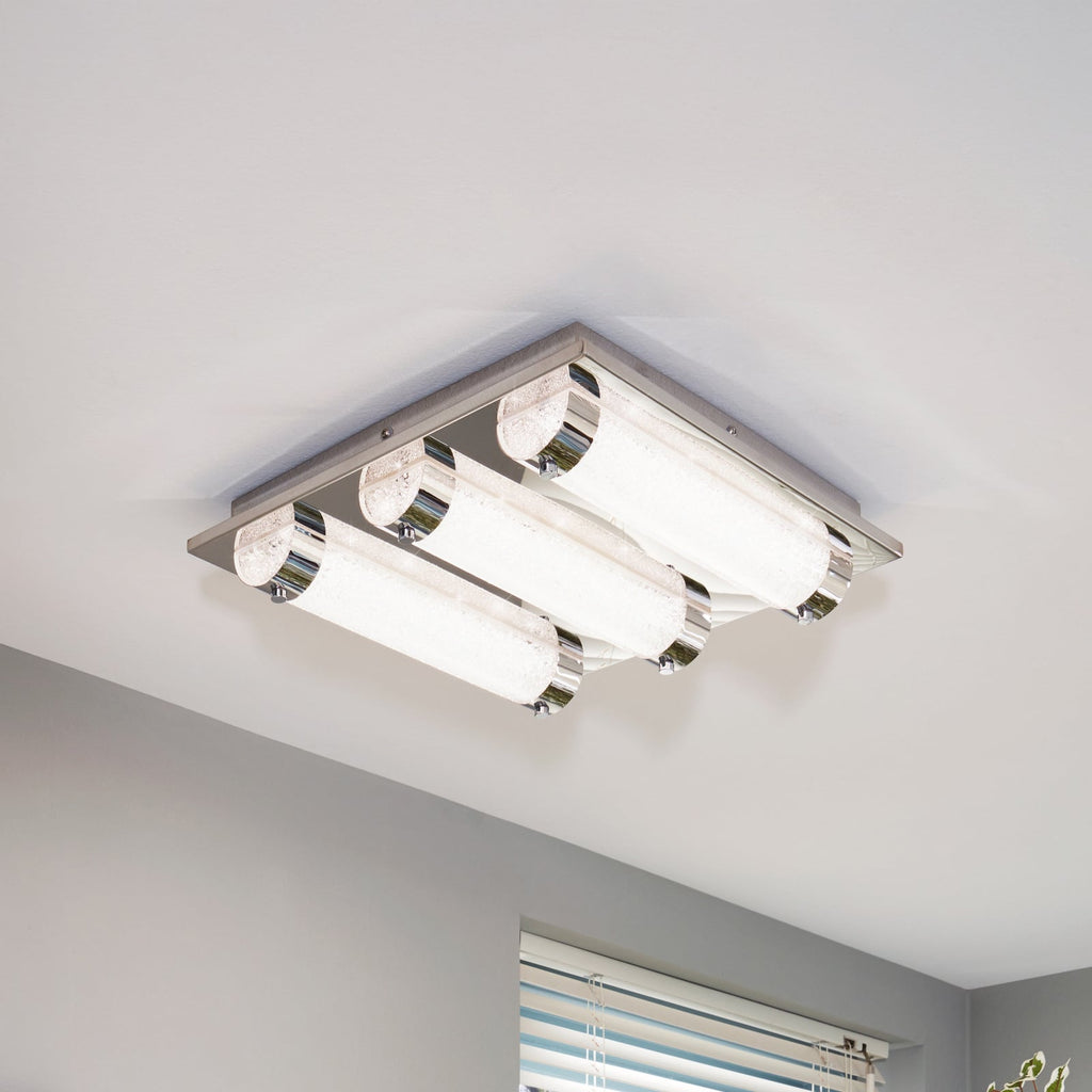 LED taklampe Tolorico kvadratisk glass 35x35 cm IP44 forfra