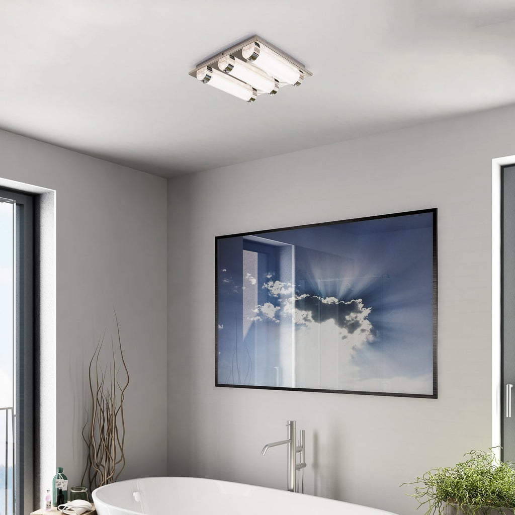 LED taklampe Tolorico kvadratisk glass 35x35 cm IP44 bakside