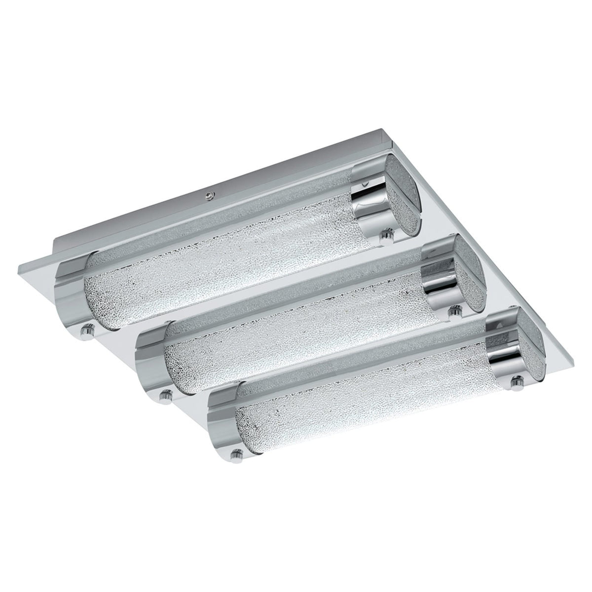 LED taklampe Tolorico kvadratisk glass 35x35 cm IP44 detalj av glassrør