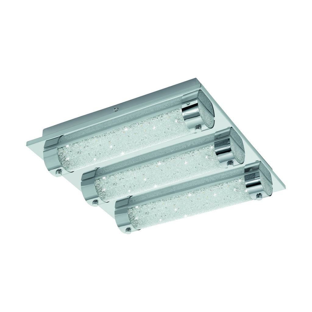 LED taklampe Tolorico kvadratisk glass 35x35 cm IP44 montert i rom