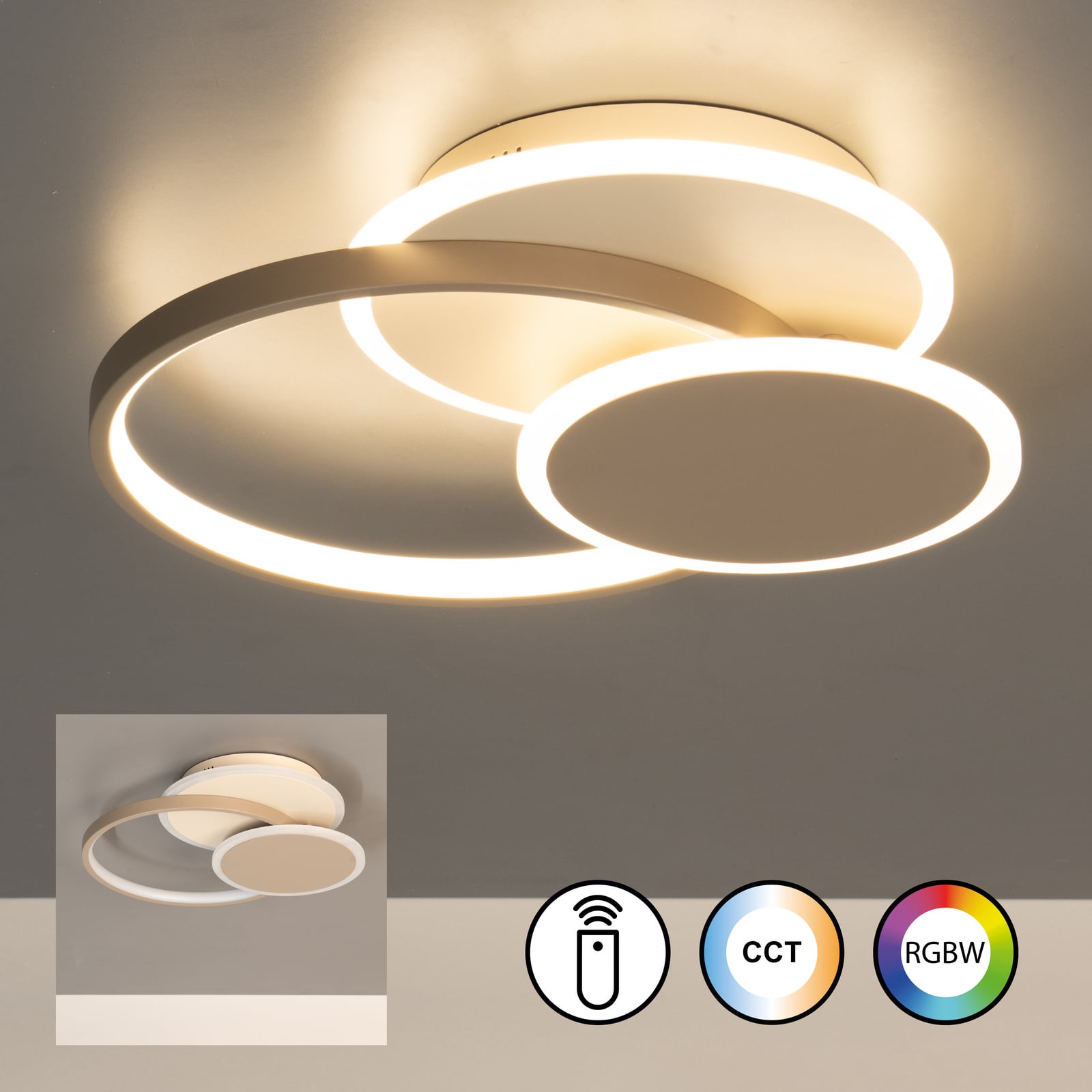 LED taklampe Tomo dimbar CCT med fjernkontroll detalj