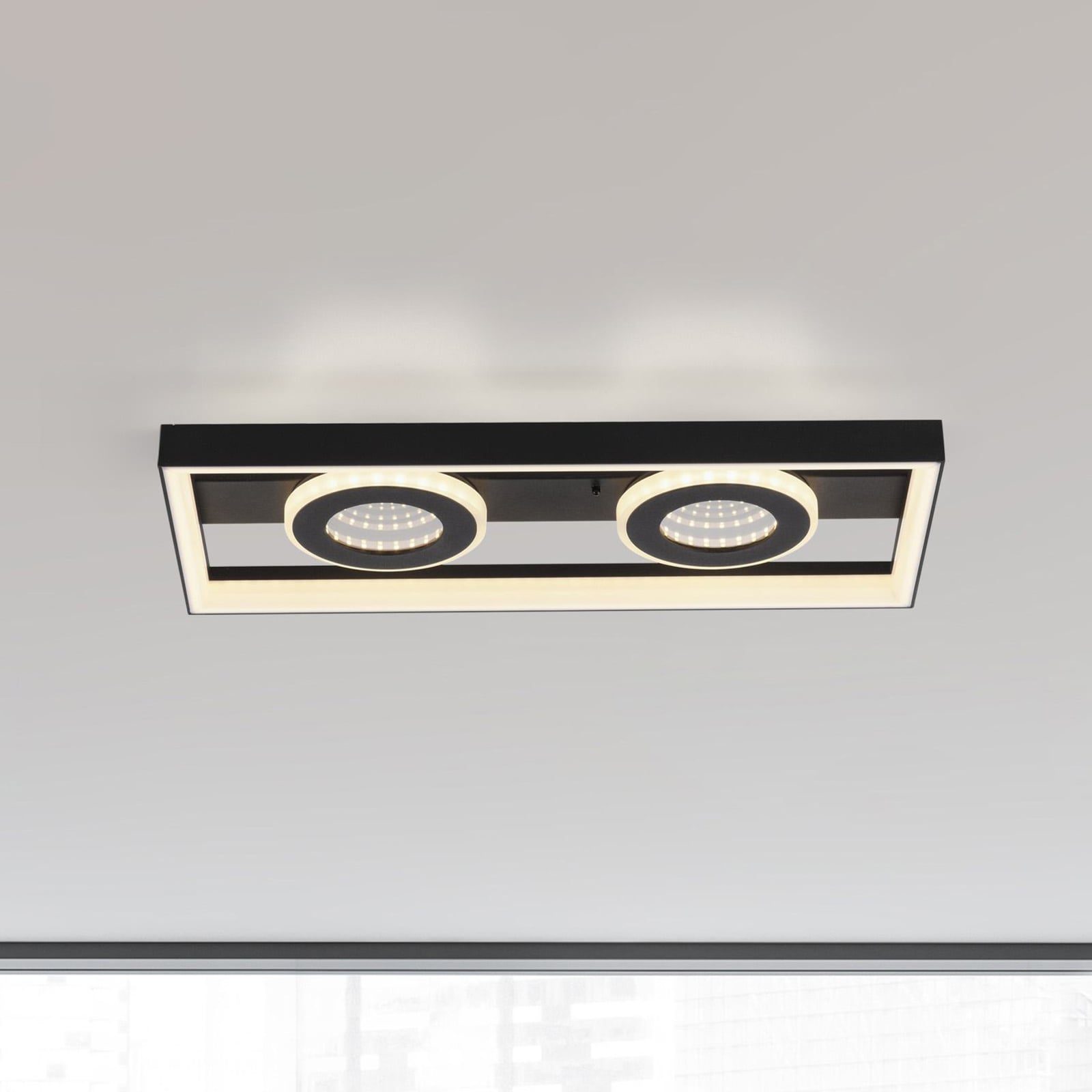 LED taklampe Traforo dimbar CCT 45x20 cm svart forfra