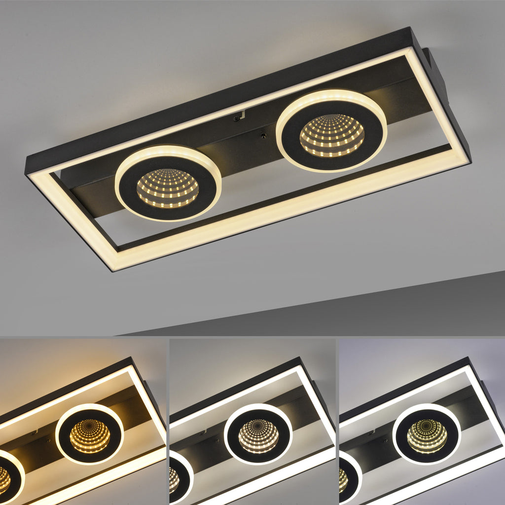 Sideprofil av LED taklampe Traforo dimbar CCT 45x20 cm svart