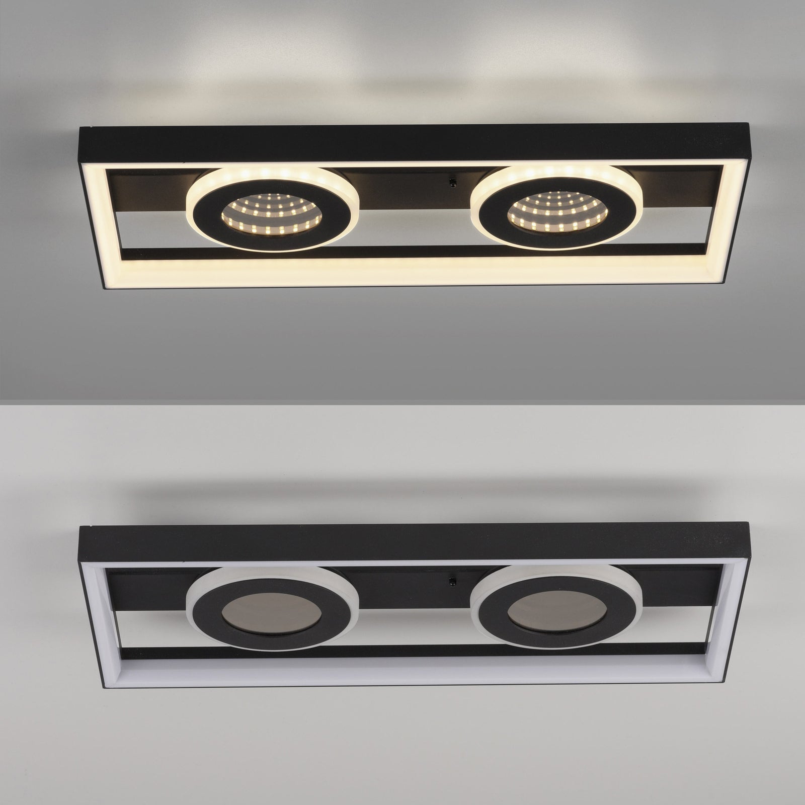 LED taklampe Traforo dimbar CCT 45x20 cm svart detalj av speileffekt