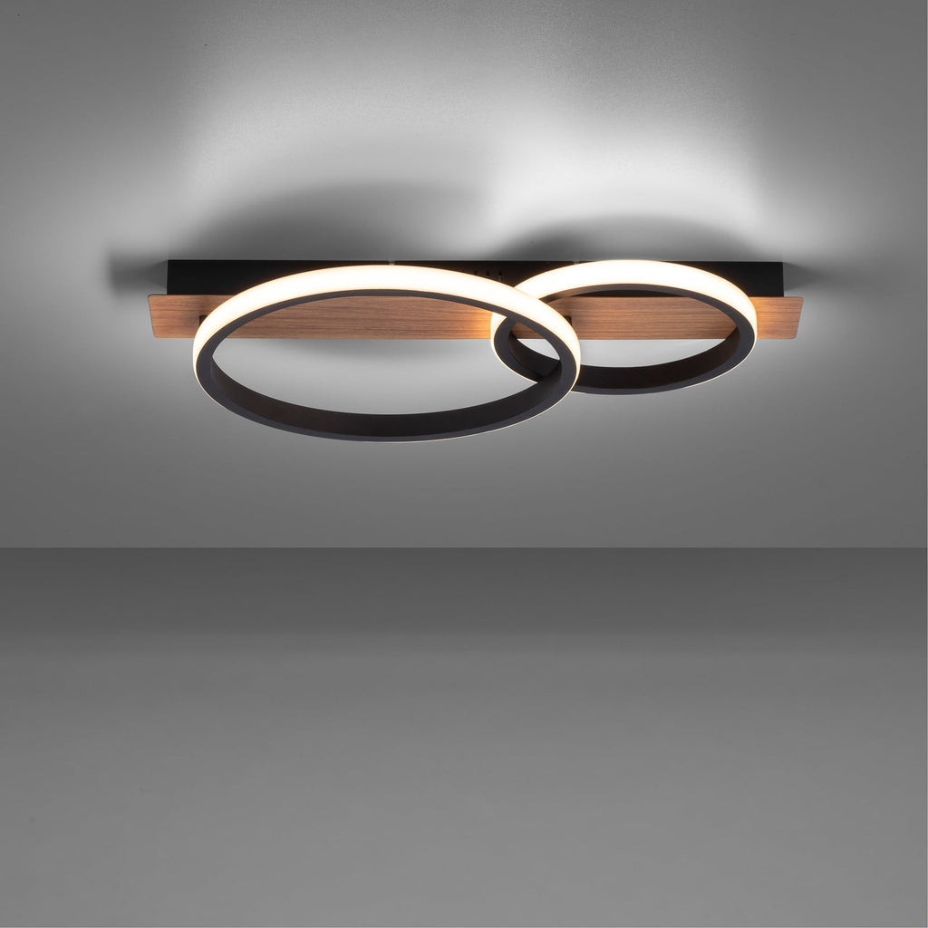 LED taklampe Trooper 2-lys tredekor svart 53 cm bakside