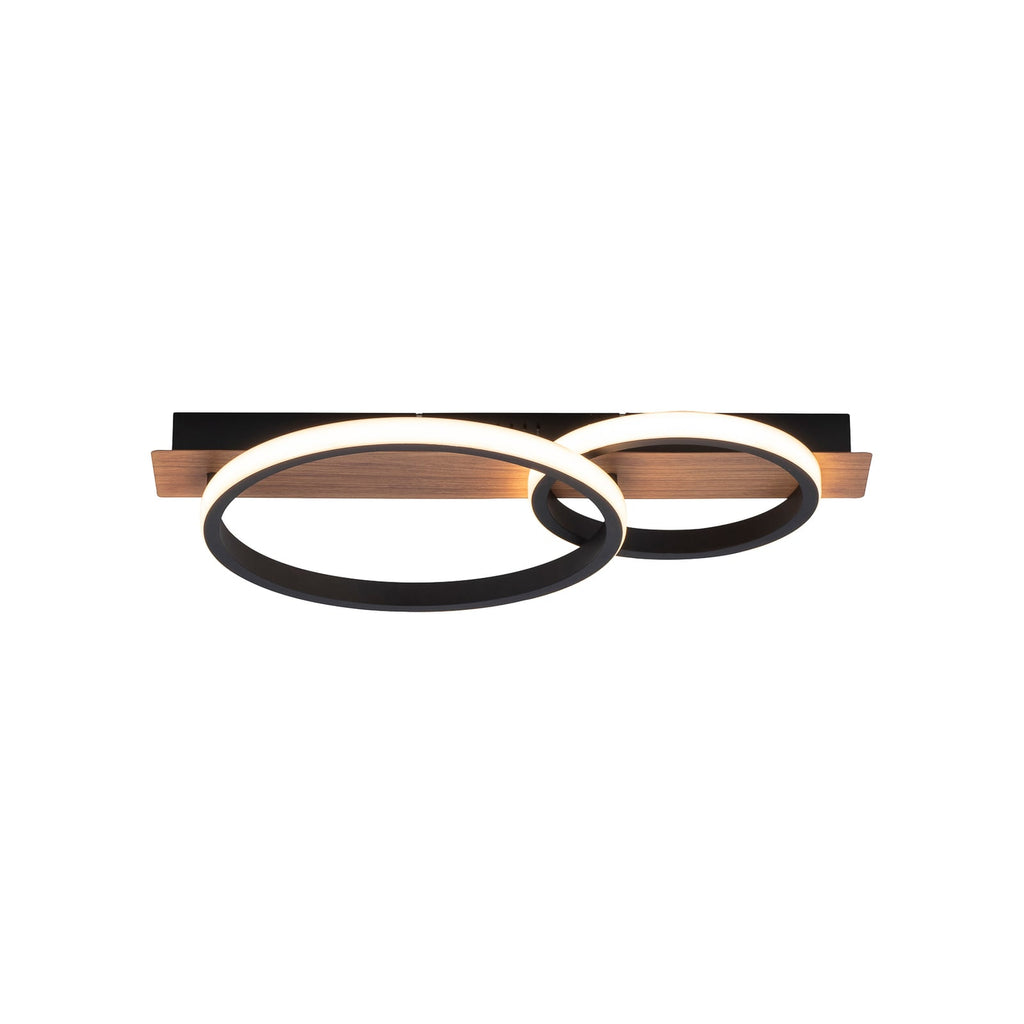 LED taklampe Trooper 2-lys tredekor svart 53 cm forfra
