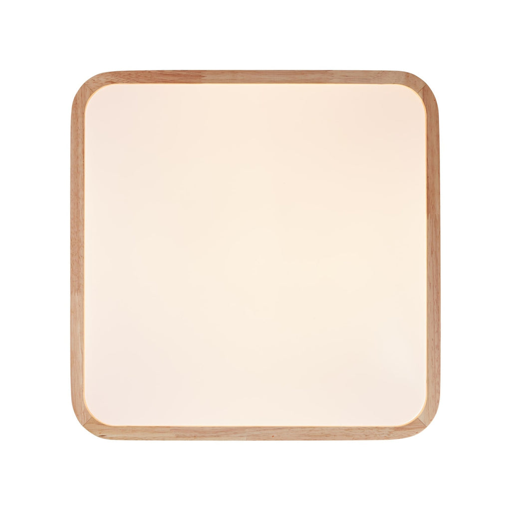 Nærbilde av treverk på LED taklampe Tumeo tre 39,5x39,5 cm 24W varmhvit