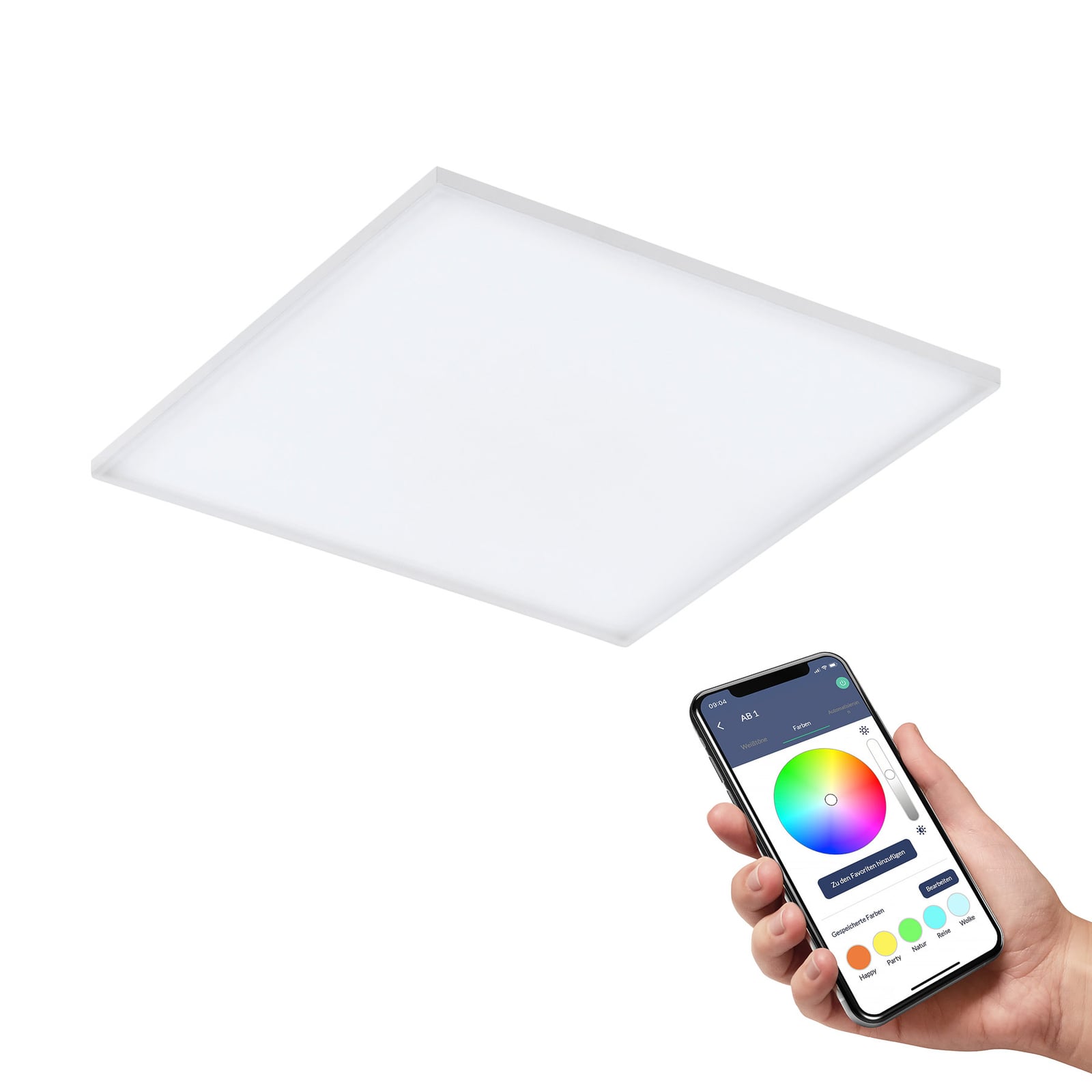 LED taklampe Turcona-Z dimbar RGBW 60x60 cm hvit bakside