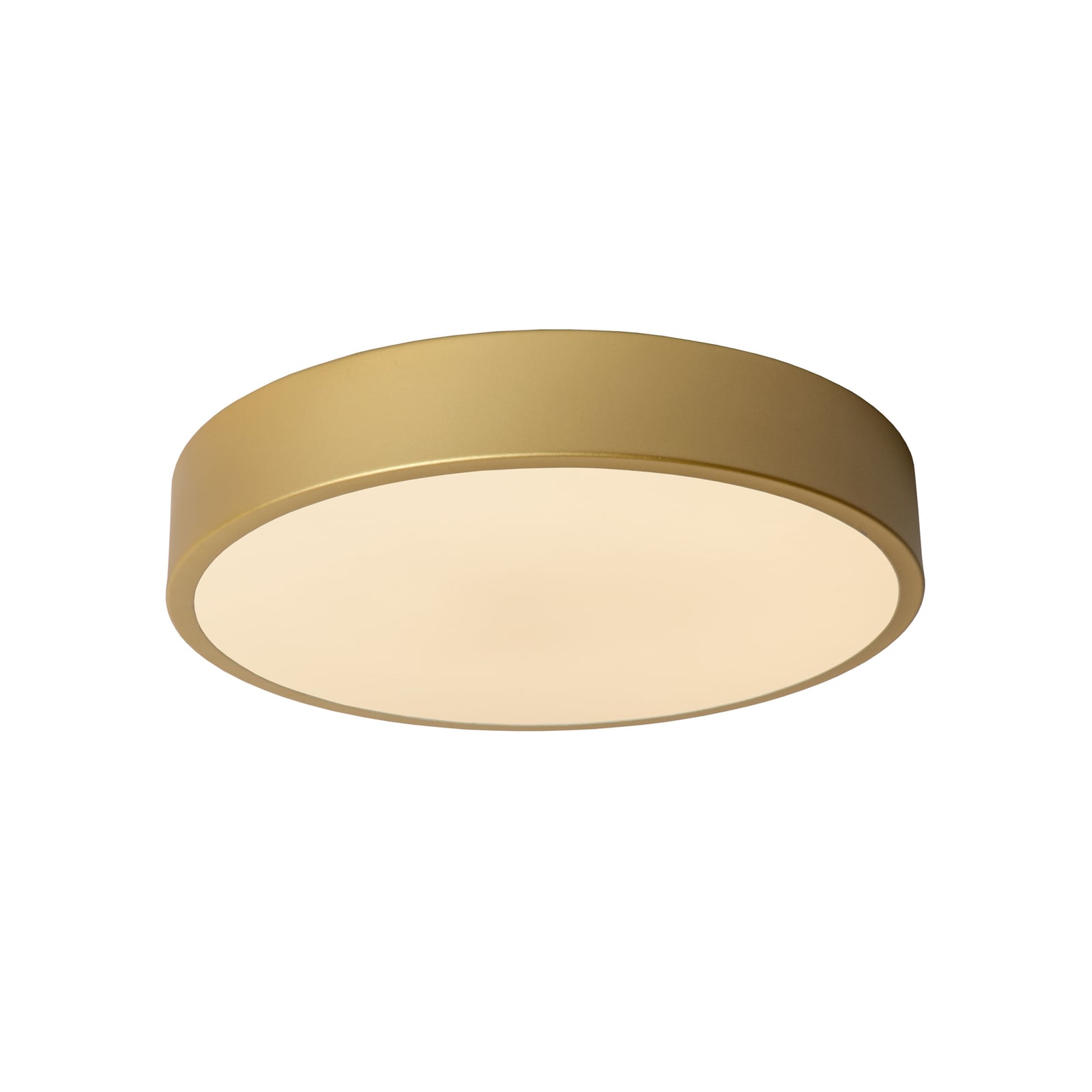 LED taklampe Unar dimbar matt gull Ø30 cm forfra