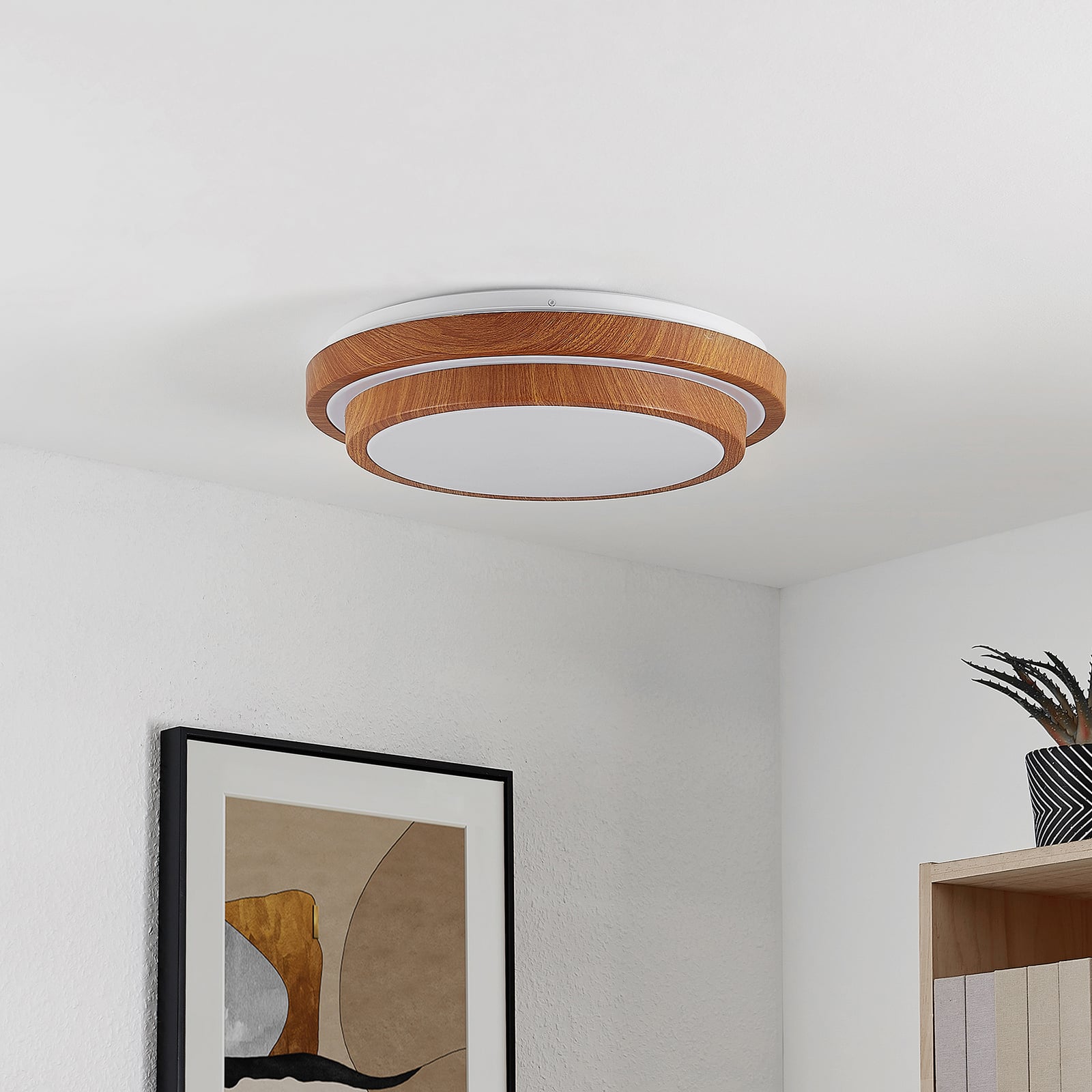 LED taklampe Vaako metall i treoptikk Ø41 cm bakside