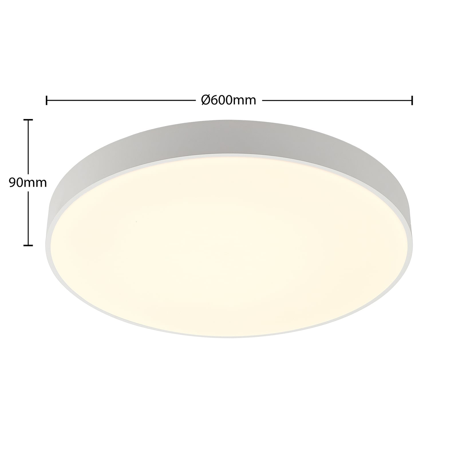 LED taklampe Vanida opp og ned dimbar hvit Ø60 cm 57W sideprofil