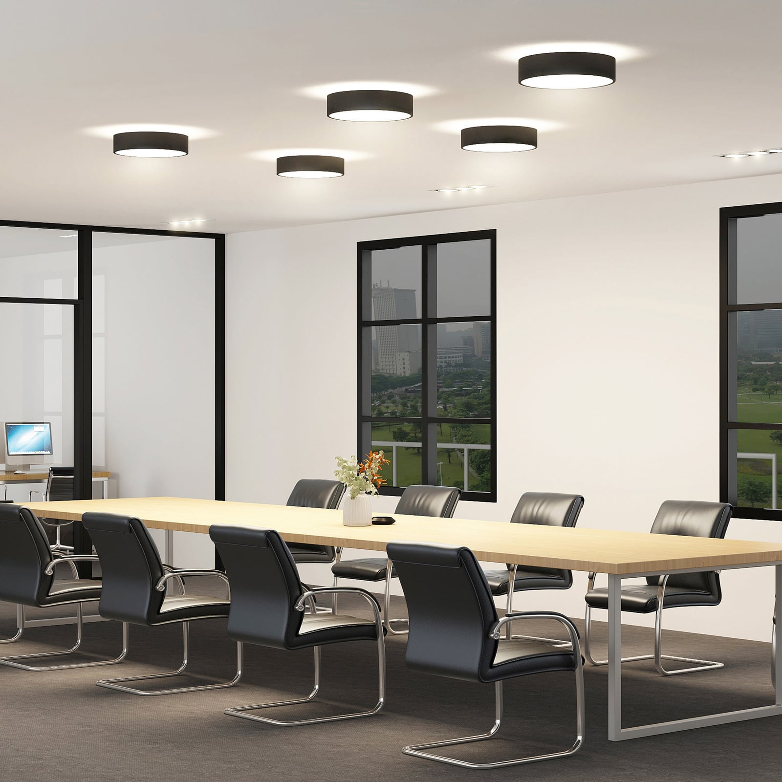 LED-taklampe Vanida svart opp og ned Ø40 cm 30W forfra