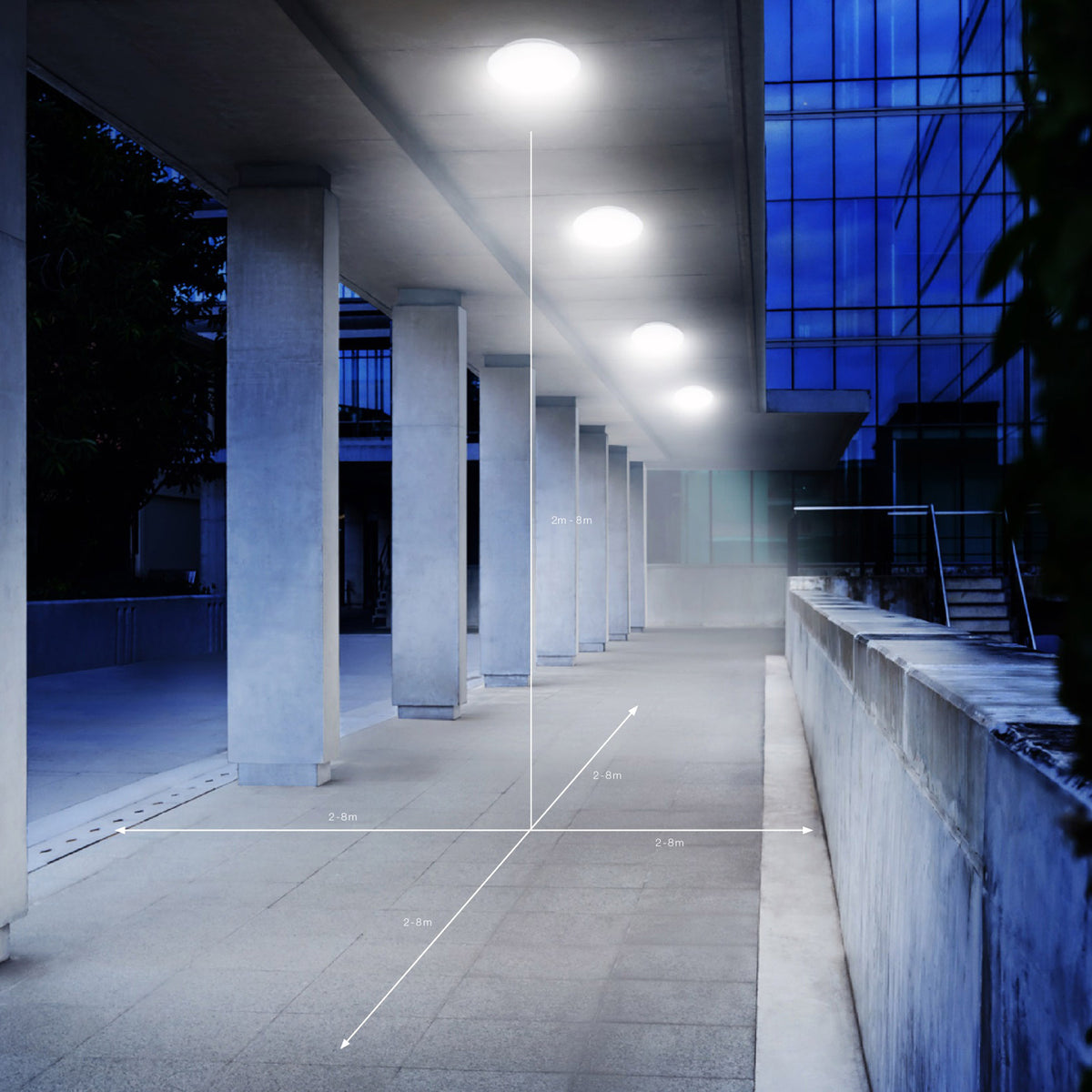 LED taklampe Vario Quattro med bevegelsessensor hvit IP54 detalj