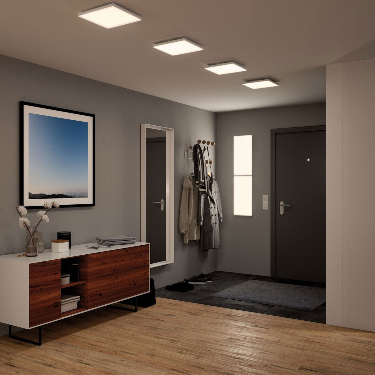 LED-taklampe Velora hvit matt 22,5x22,5 cm sideprofil