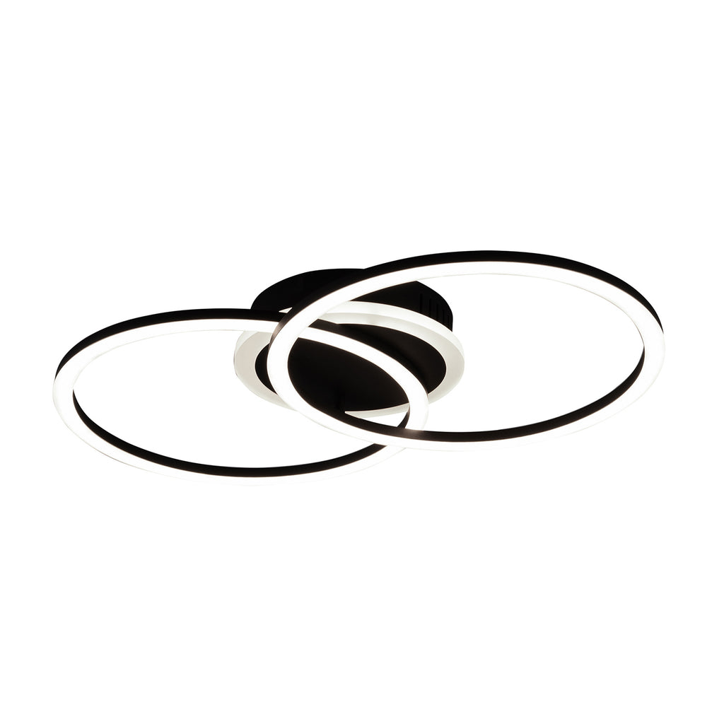LED taklampe Venida ringdesign dimbar svart 50x30 cm bakside
