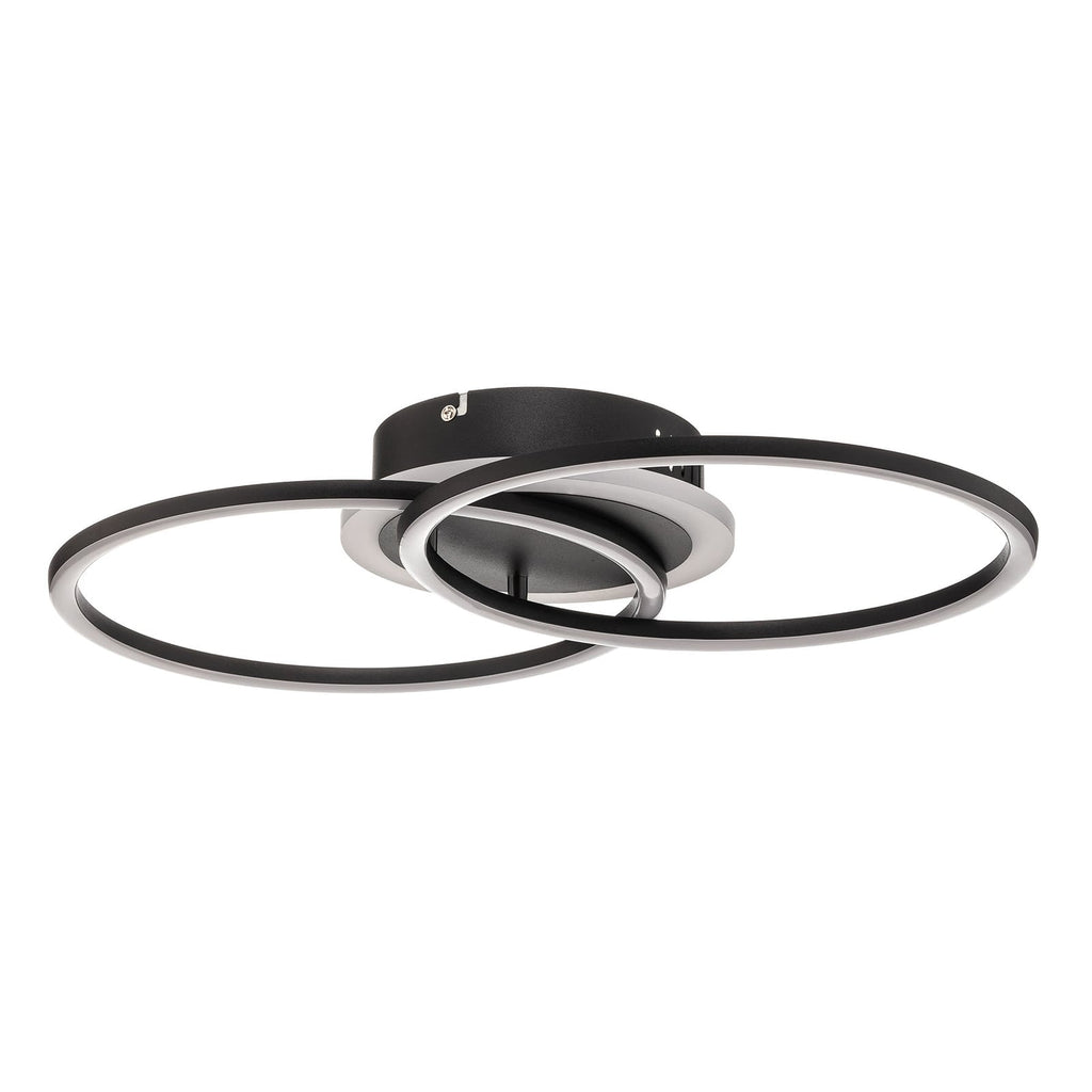 Detalj av LED taklampe Venida ringdesign dimbar svart 50x30 cm