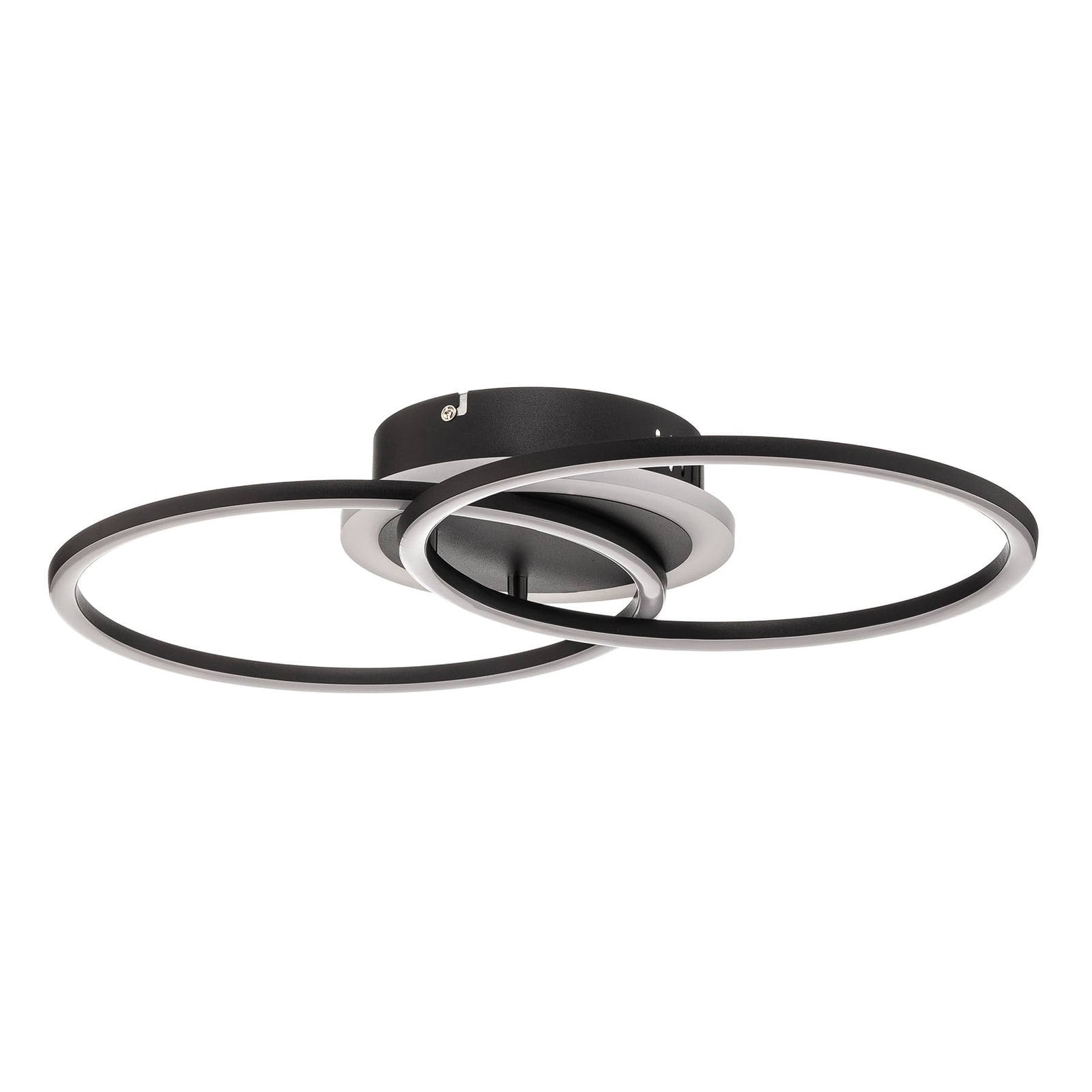 Detalj av LED taklampe Venida ringdesign dimbar svart 50x30 cm