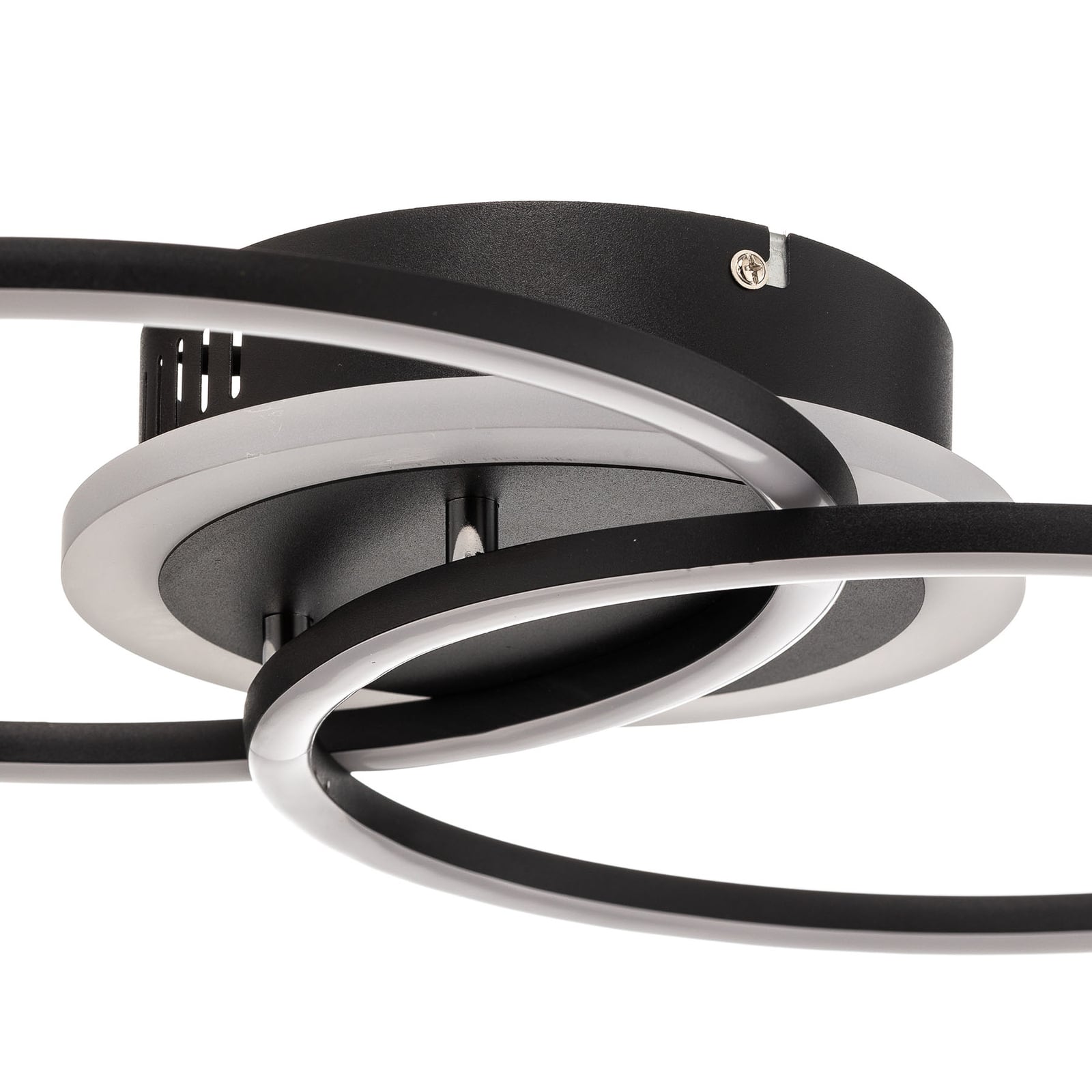 Montert LED taklampe Venida ringdesign dimbar svart 50x30 cm i rom