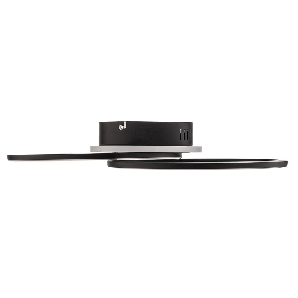 Nærbilde av LED taklampe Venida ringdesign dimbar svart 50x30 cm