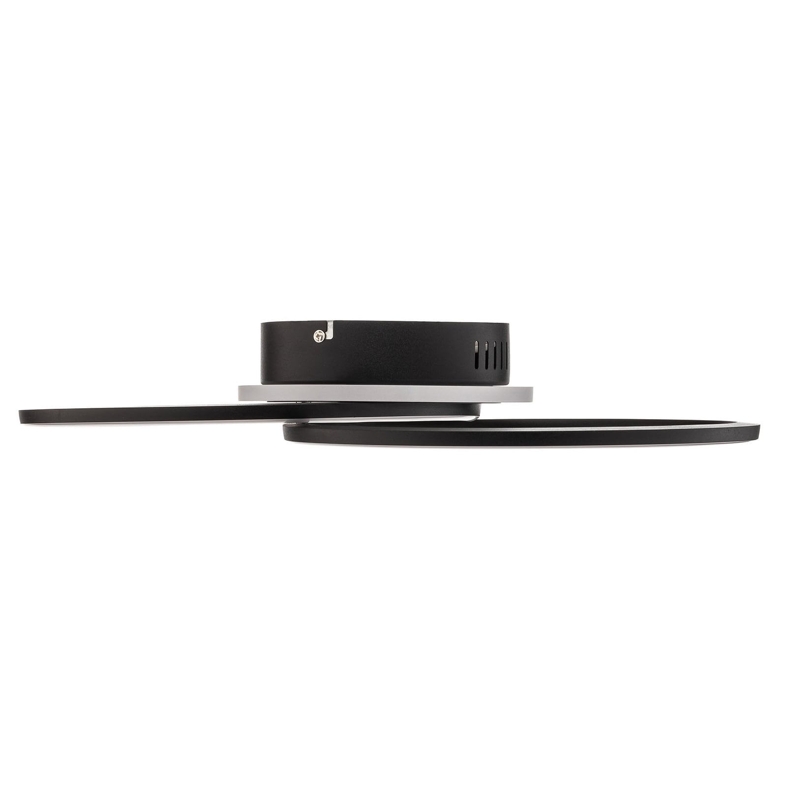 Nærbilde av LED taklampe Venida ringdesign dimbar svart 50x30 cm