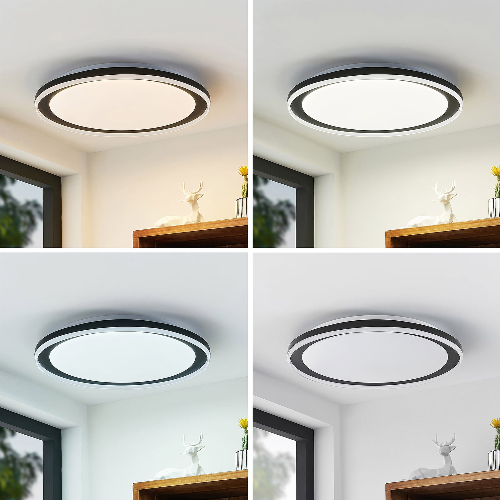 LED taklampe Verdan dimbar CCT med fjernkontroll Ø55 cm svart detalj