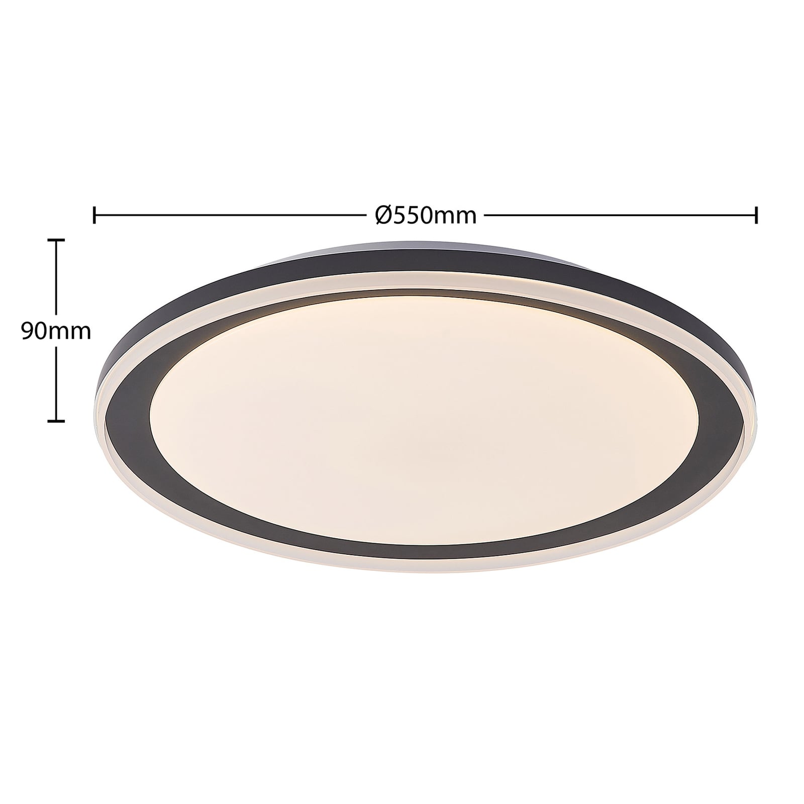 LED taklampe Verdan dimbar CCT med fjernkontroll Ø55 cm svart nærbilde