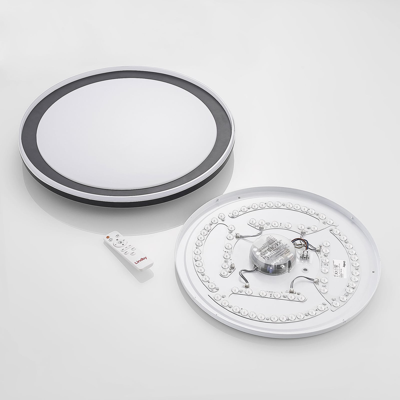 LED taklampe Verdan dimbar CCT med fjernkontroll Ø55 cm svart lysmodus