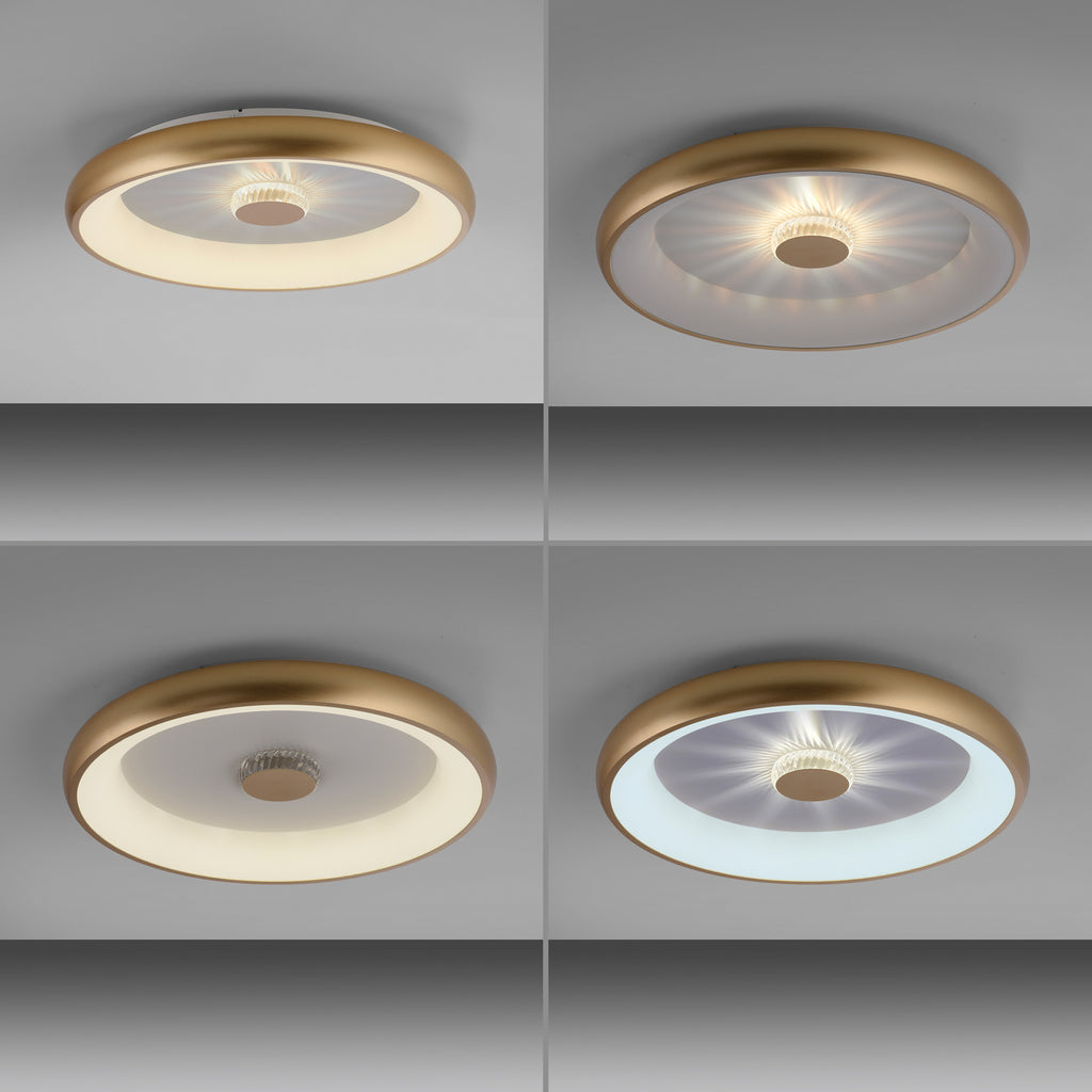 Montert LED taklampe Vertigo CCT dimbar messing i rom