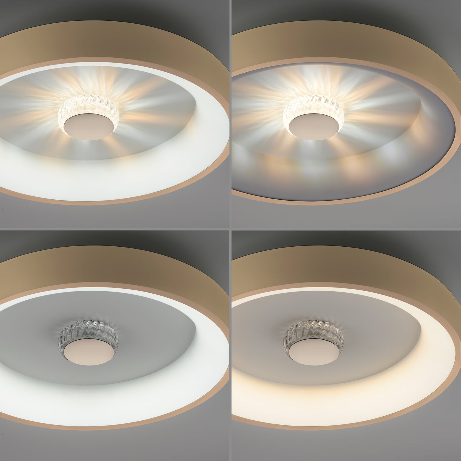 LED taklampe Vertigo dimbar CCT messing nærbilde detalj