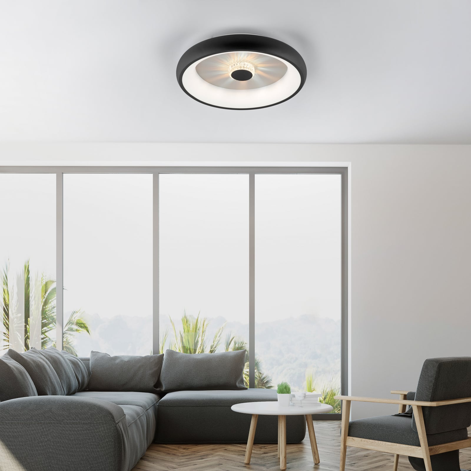 LED taklampe Vertigo dimbar svart Ø46,5 cm bakside