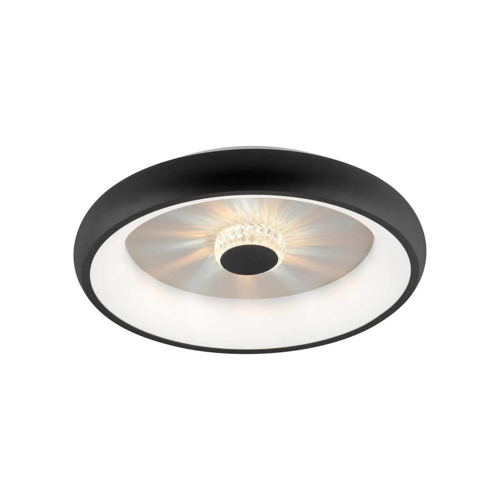 LED taklampe Vertigo dimbar svart Ø46,5 cm detalj av krystall effekt