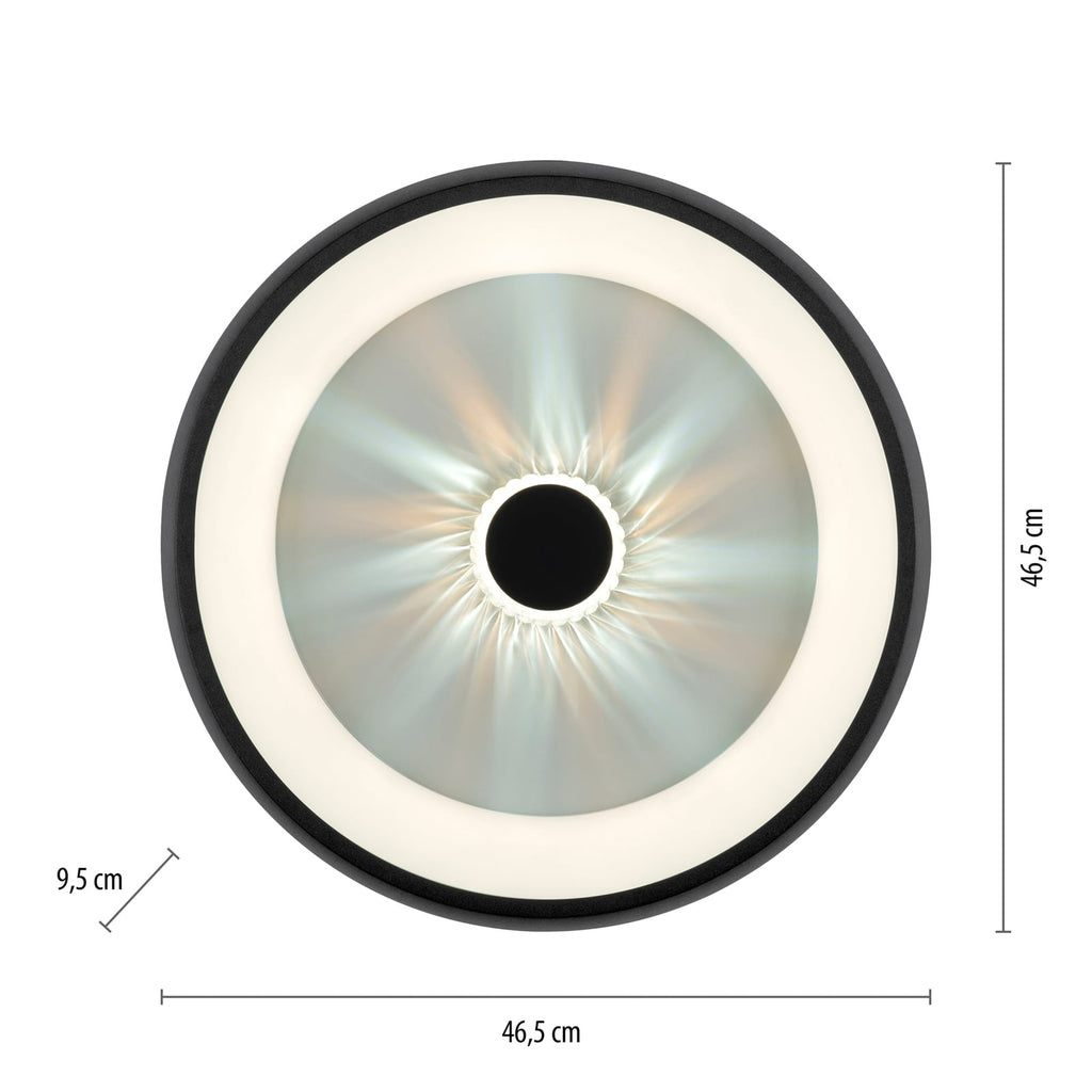 LED taklampe Vertigo dimbar svart Ø46,5 cm montert i tak