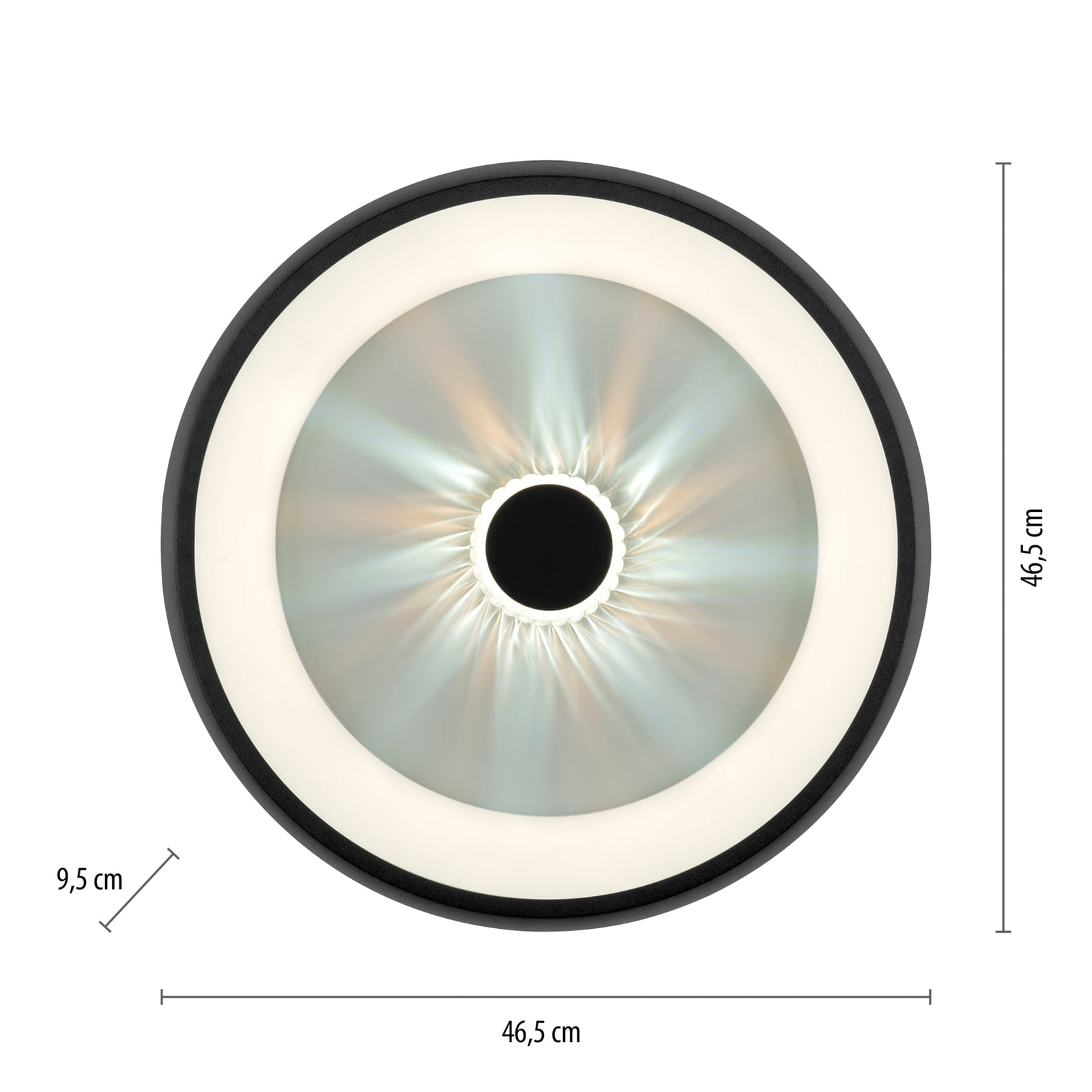 LED taklampe Vertigo dimbar svart Ø46,5 cm montert i tak