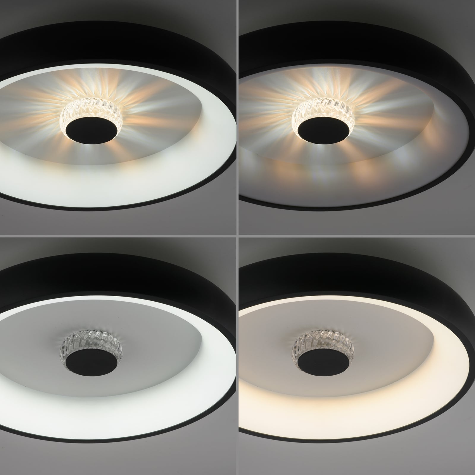LED taklampe Vertigo dimbar svart Ø46,5 cm lys i varm hvit
