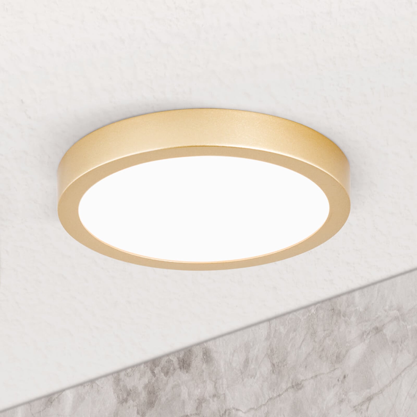 LED taklampe Vika rund matt gull Ø18 cm forfra