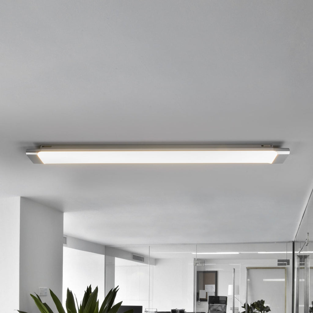 LED taklampe Vinca avlang hvit/sølv 90 cm detalj av materiale