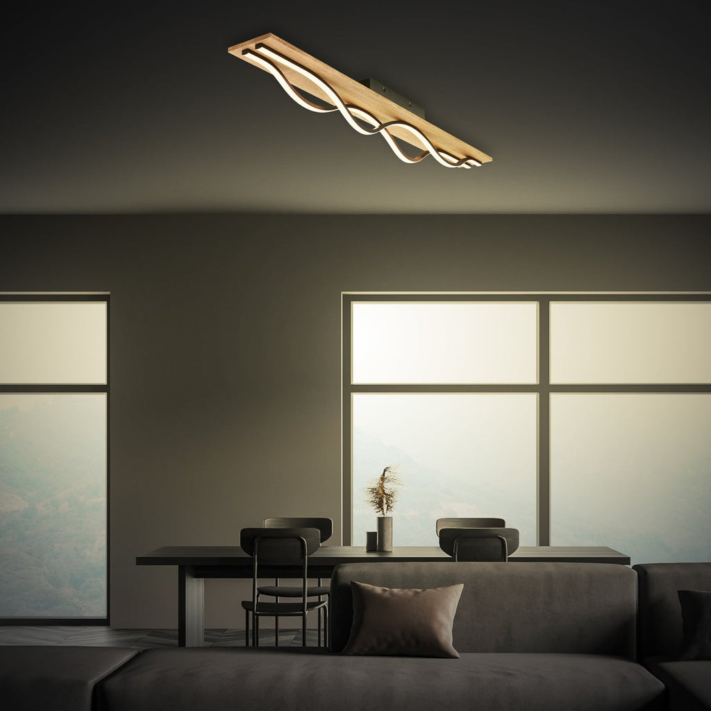 LED taklampe Vinka 2-lys trefarget/svart bakside