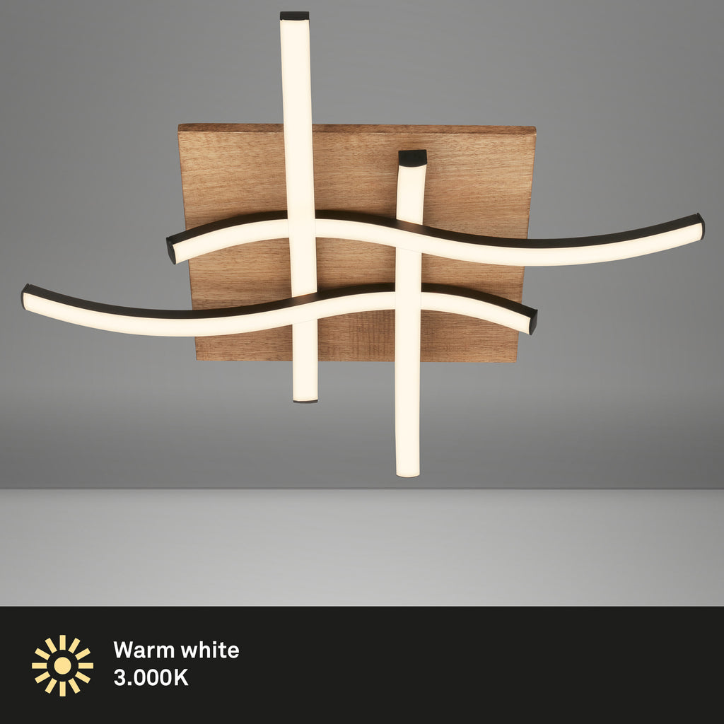 LED taklampe Vinka 4-lys tre/svart 47x47 cm lysdetalj